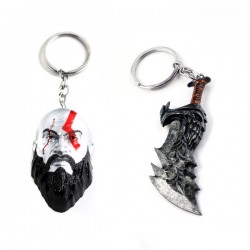  Hot Game God Of War 4 Figure Keychain Face Mask Key Ring Knife Weapons Key Ring Knife Weapons