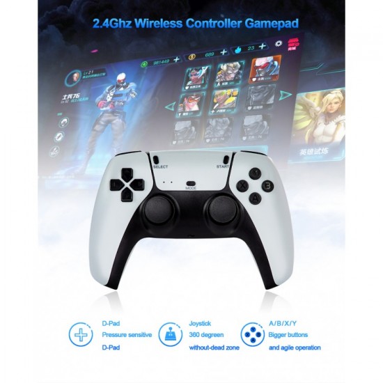 Game 2.4G Wireless Controller Gamepad 4K Ultra HD Game Stick - White